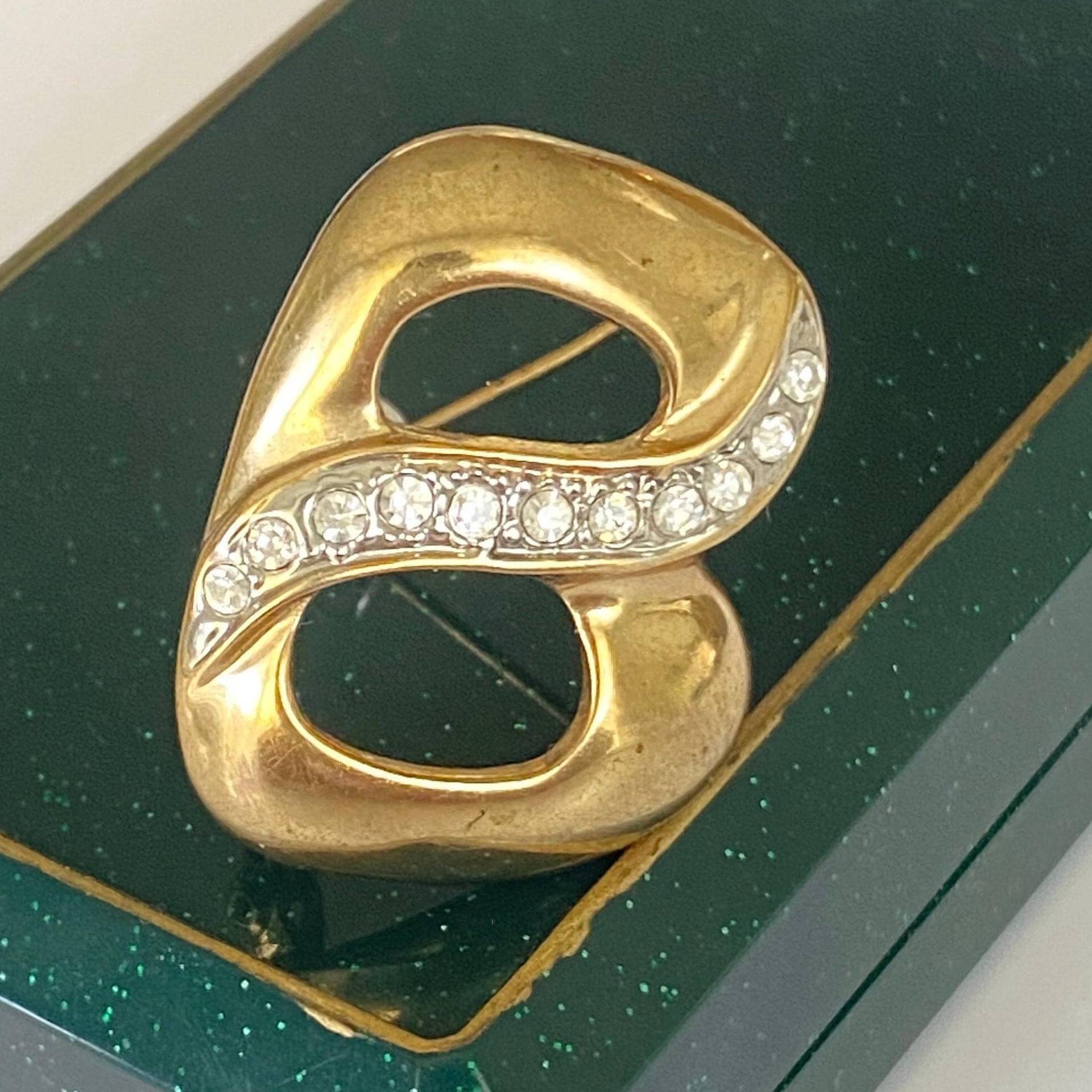 Vintage Brosche Anstecknadel Monogramm, Name, Buchstabe B Gold Mit Strass von VintageBijouStore