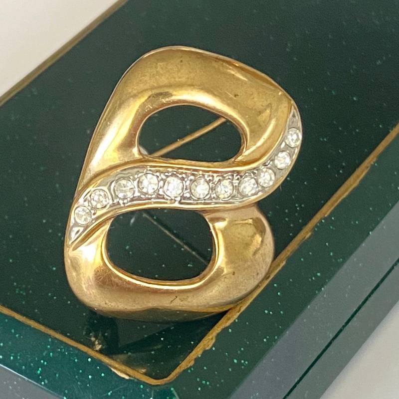 Vintage Brosche Anstecknadel Monogramm, Name, Buchstabe B Gold Mit Strass von VintageBijouStore
