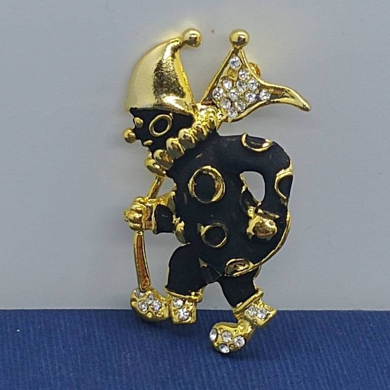 Vintage Brosche Clown Harlekin Mit Strassstein Und Schwarz Emailliert, Beine Beweglich Vintage Brosche Clown Harlekin Mit Strassstein Und Schwarz Emailliert, Beine Beweglich von VintageBijouStore