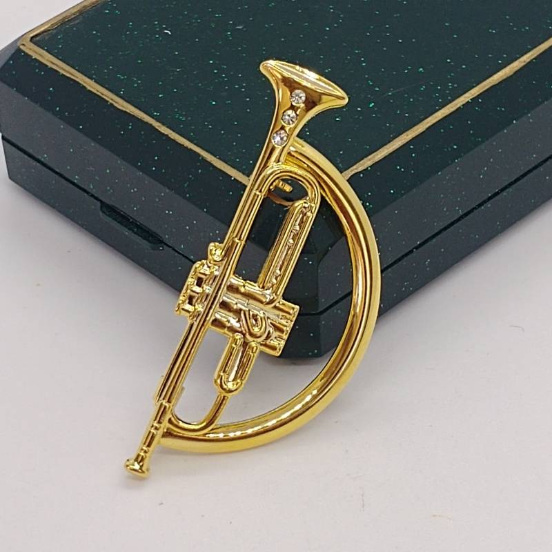 Vintage Brosche Musik Trompete Mit Kristallen Vintage Brosche Musik Trompete Mit Kristallen von VintageBijouStore