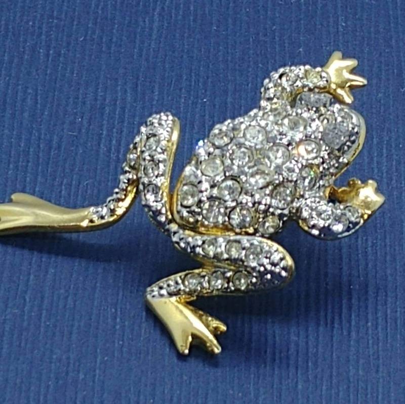 Vintage Cristal Brosche Frosch Mit Beweglichen Beinen Vintage Cristal Brosche Frosch Mit Beweglichen Beinen von VintageBijouStore