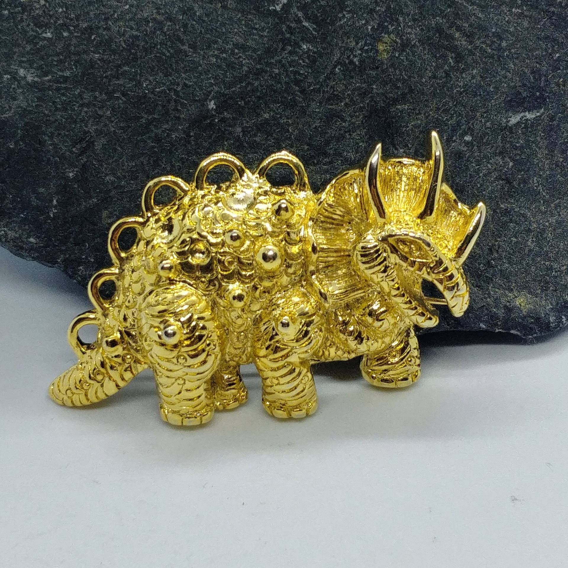 Vintage Dino Brosche, Goldfarben von VintageBijouStore