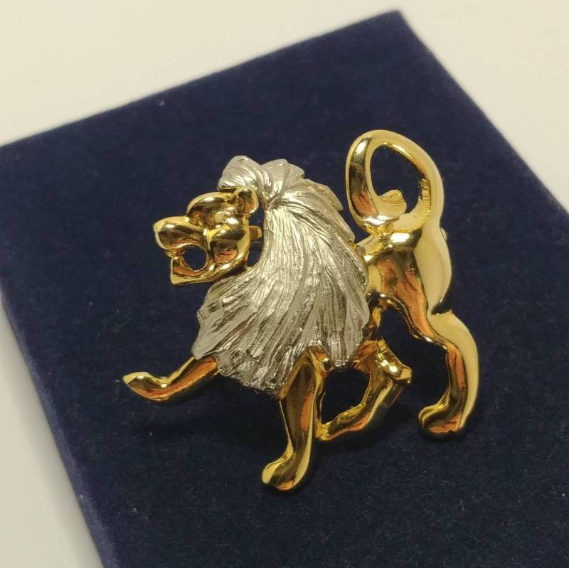 Vintage Engel Löwe Brosche Gold & Silber Anstecknadel von VintageBijouStore