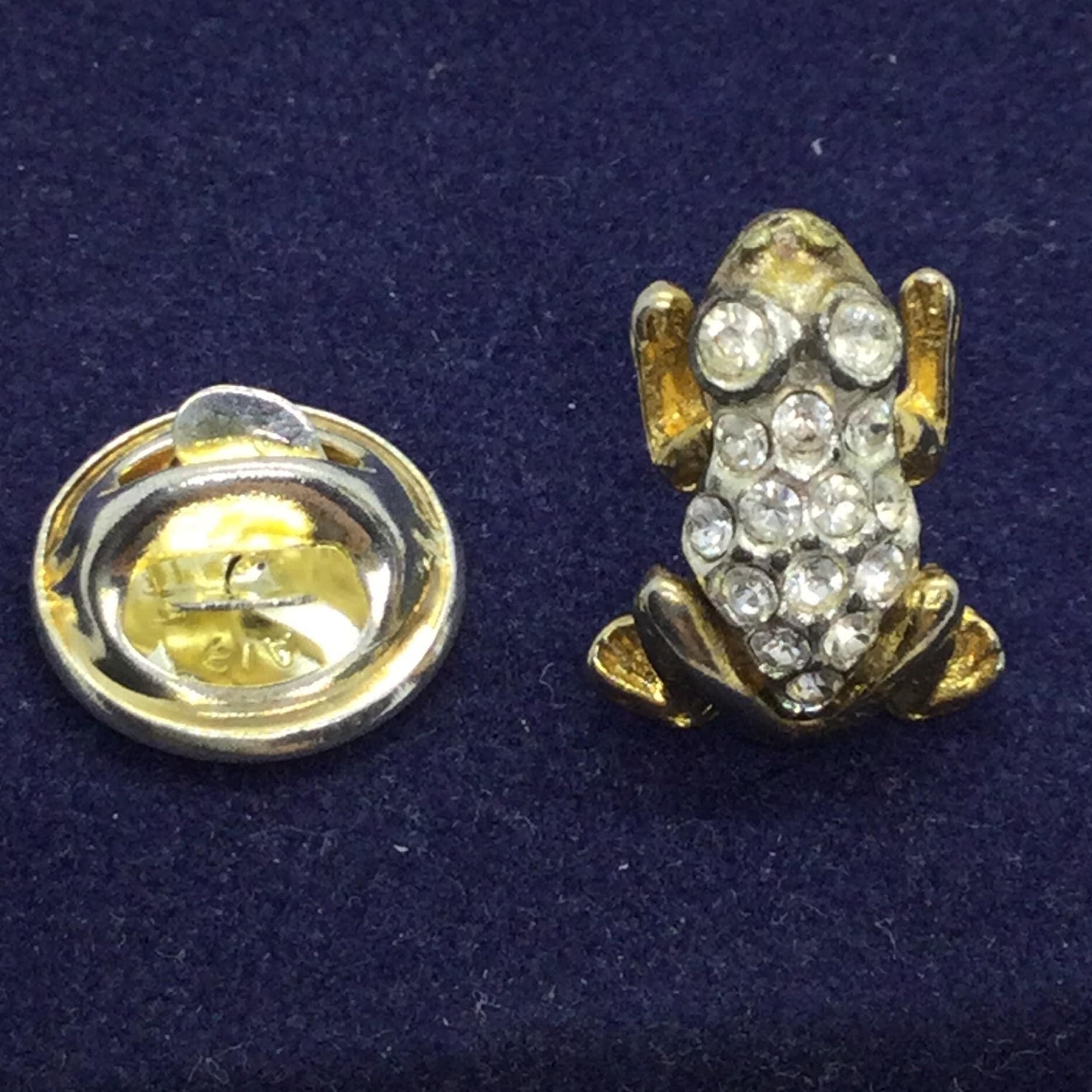 Vintage Frosch Mini Micro Brosche/Anstecknadel von VintageBijouStore