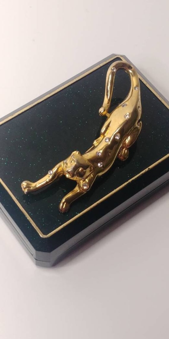 Vintage Gold Ton Puma Brosche Mit Strasssteinen Vintage Gold Ton Puma Brosche Mit Strasssteinen von VintageBijouStore