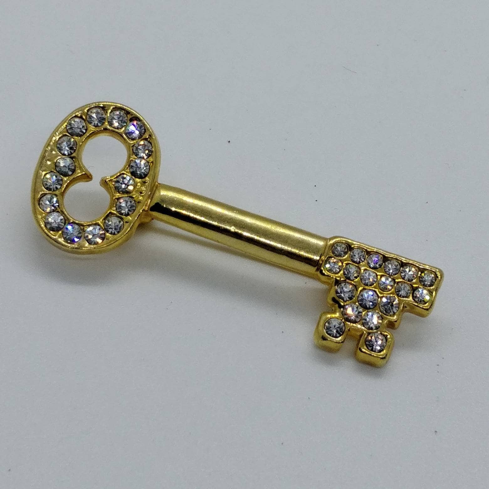 Vintage Golden Key Brosche Mit Strass von VintageBijouStore