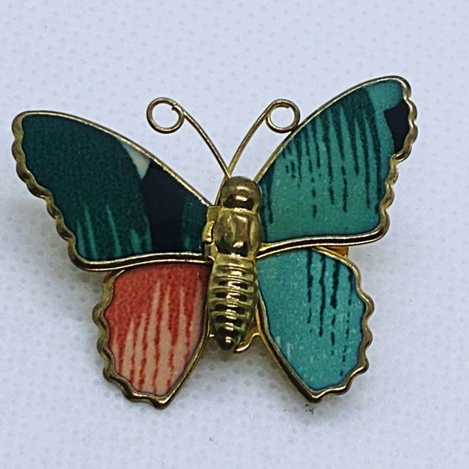 Vintage Grüne Emaille Schmetterling Brosche von VintageBijouStore