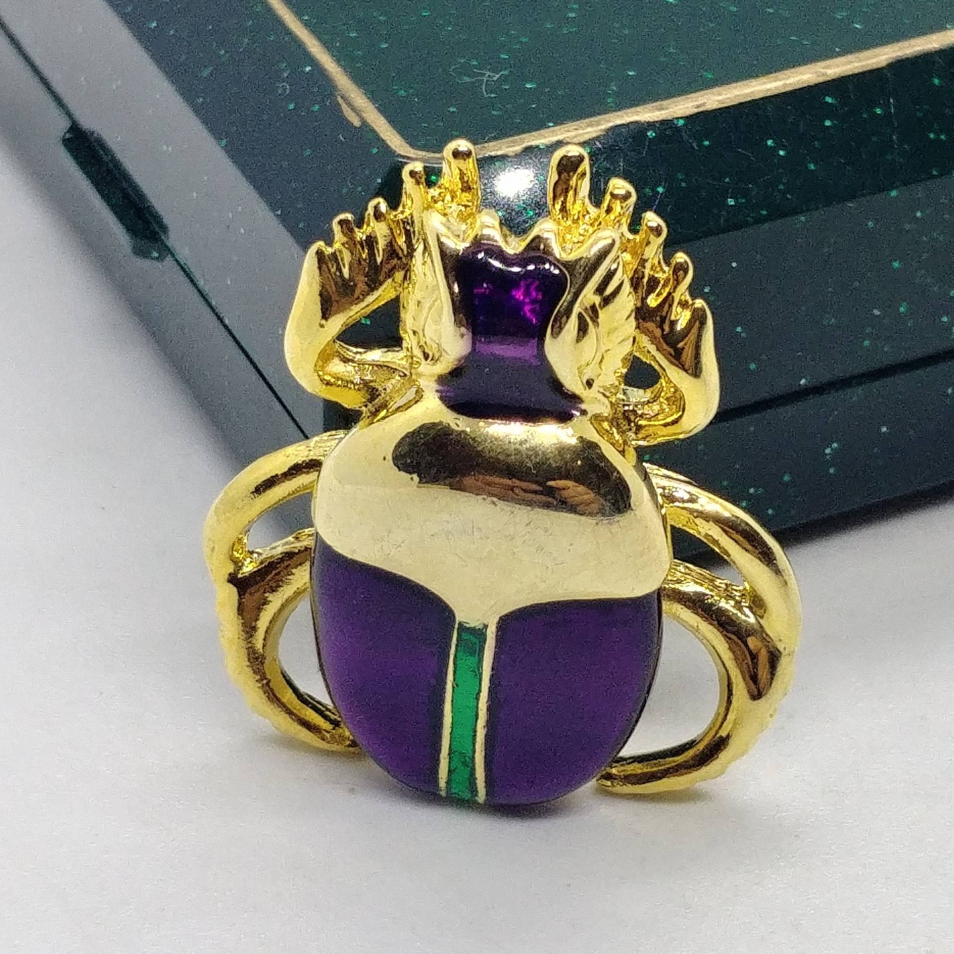 Vintage Käfer Brosche Grün & Blau Emaille Strass Insekt Pin von VintageBijouStore