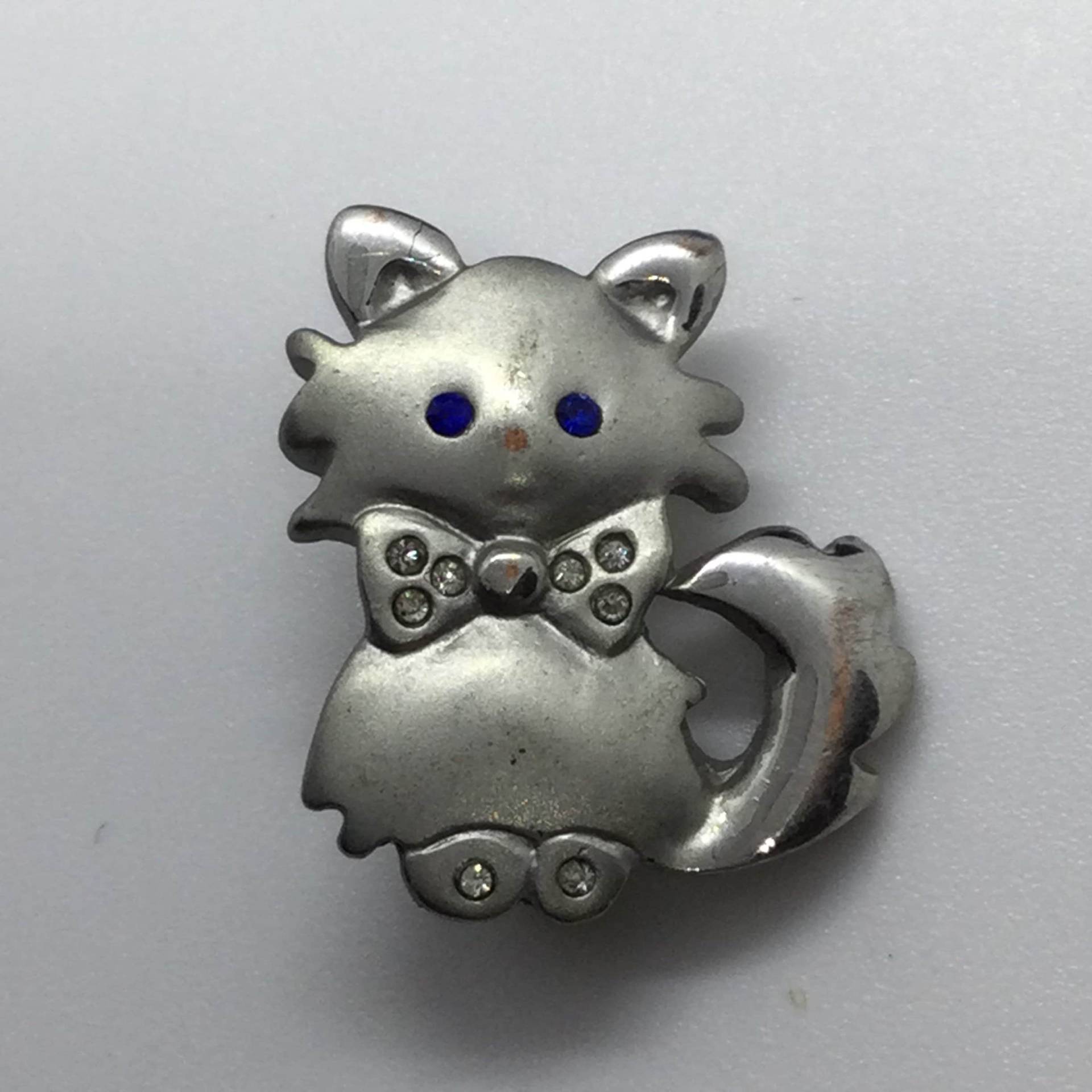 Vintage Katzen Brosche Silberfarben von VintageBijouStore