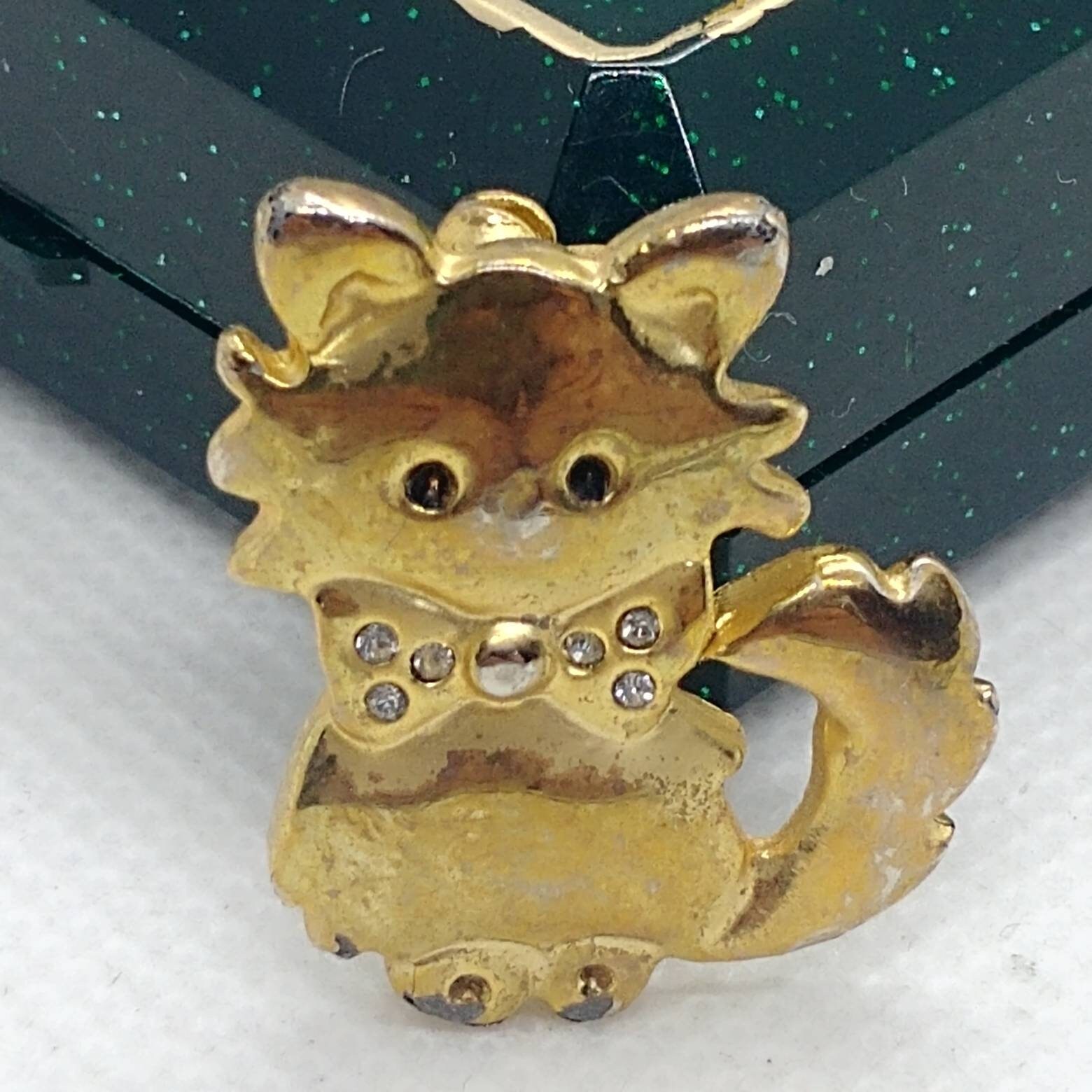 Vintage Katzenbrosche Goldfarben von VintageBijouStore