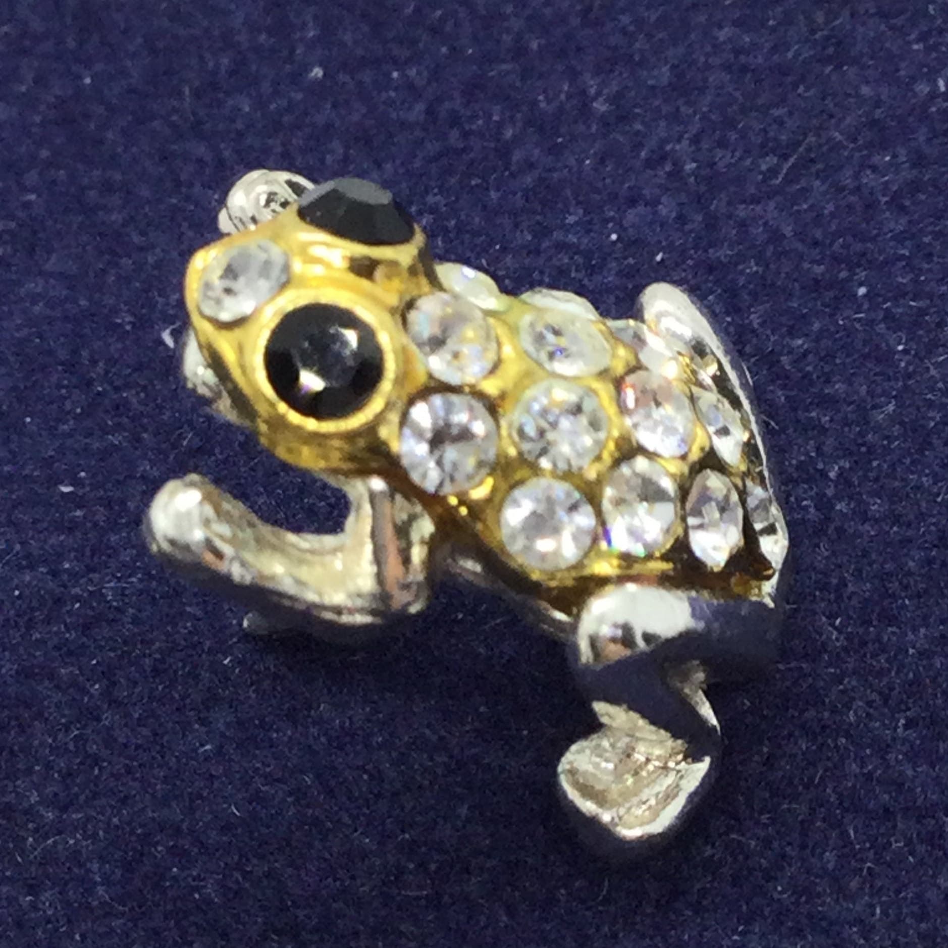 Vintage Mini Brosche/ Anstecknadel Frosch Mit Strass von VintageBijouStore