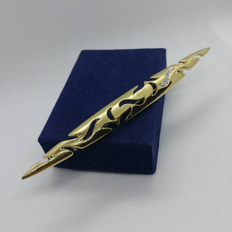 Vintage Pierre Lang Vergoldete Brosche Designer Accessoire von VintageBijouStore