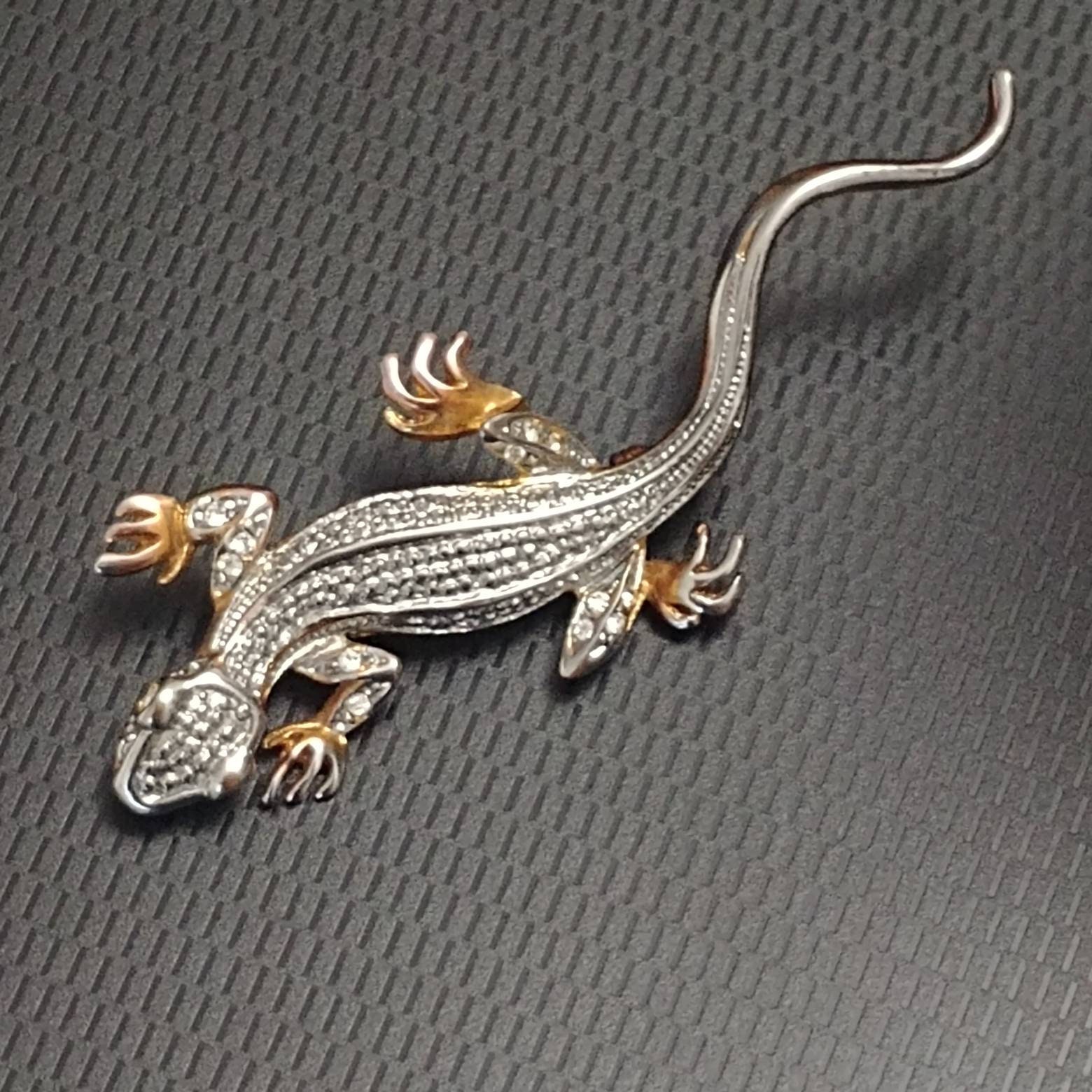 Vintage Salamander/Eidechse Brosche Silber Und Gold von VintageBijouStore