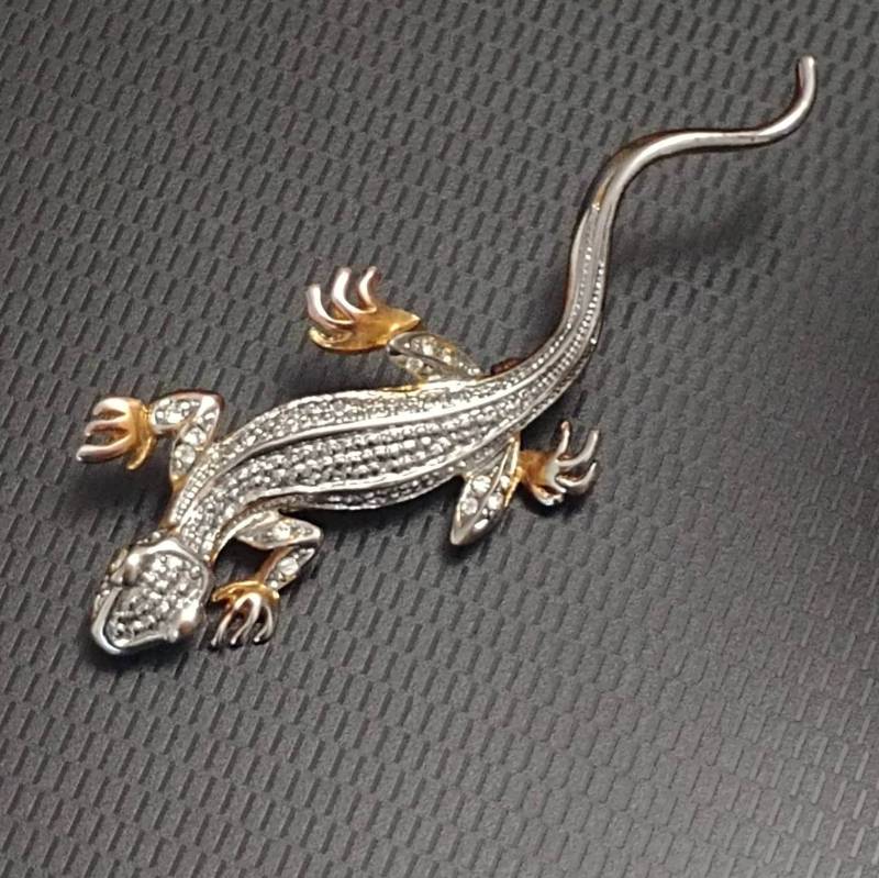 Vintage Salamander/Eidechse Brosche Silber Und Gold von VintageBijouStore