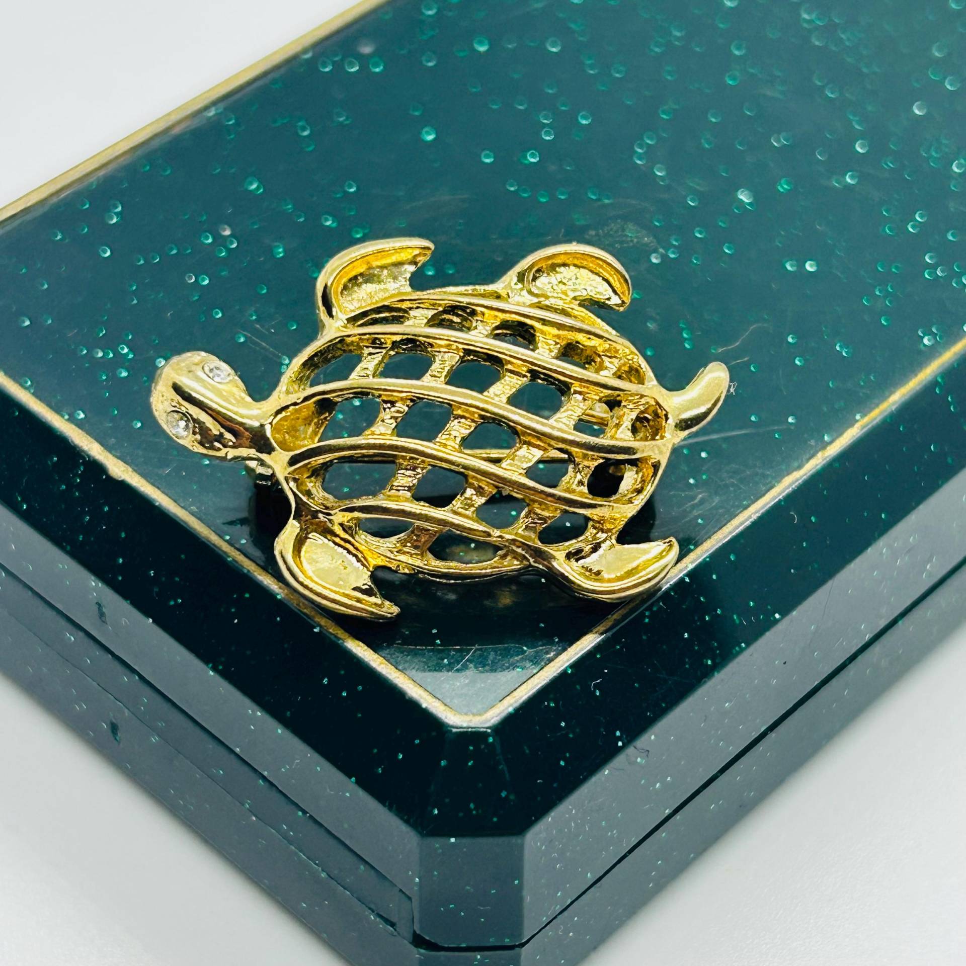 Vintage Schildkröten Brosche Goldfarben von VintageBijouStore