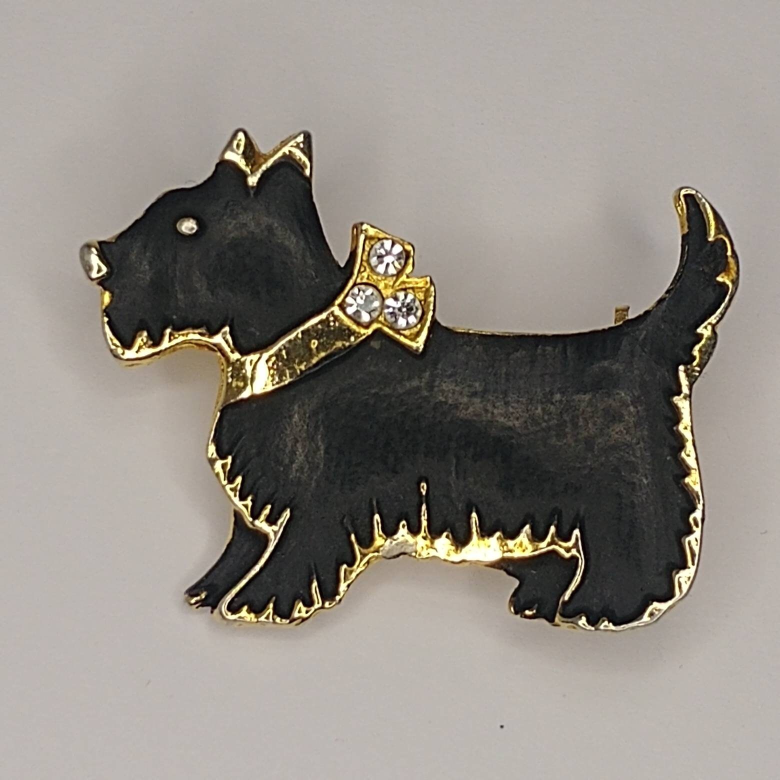Vintage Scottish Terrier Brosche Schwarzer Scottie Pin Aus Emaille von VintageBijouStore