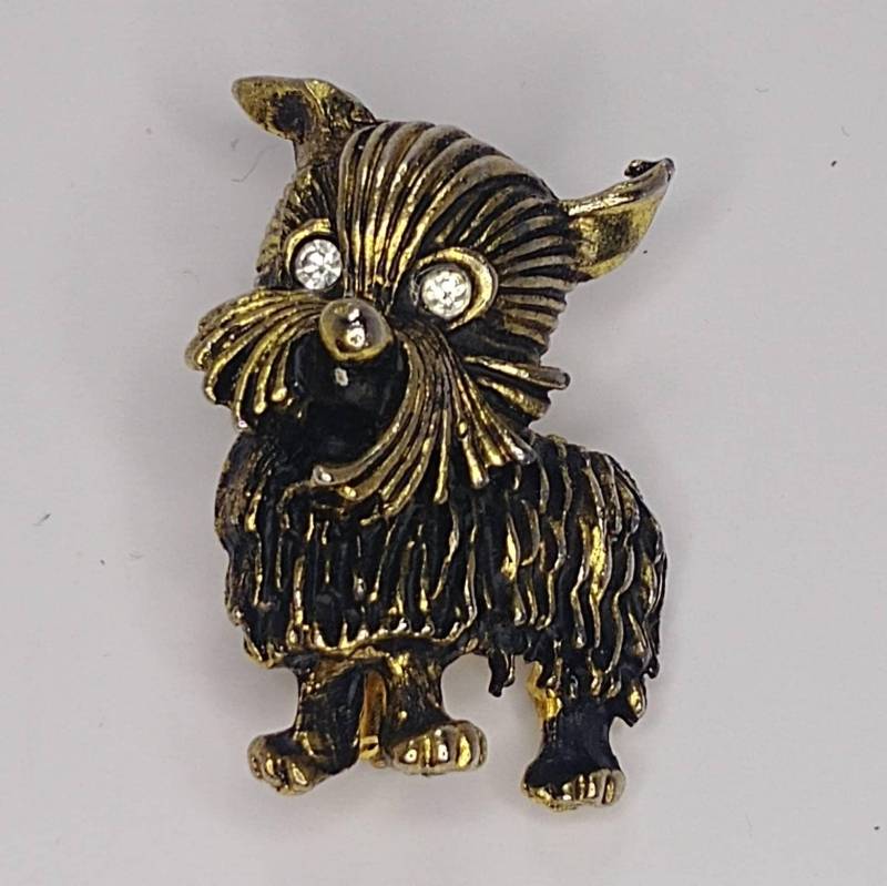 Vintage Strass Scottie Hund Brosche Gold Tone Terrier Anstecknadel von VintageBijouStore