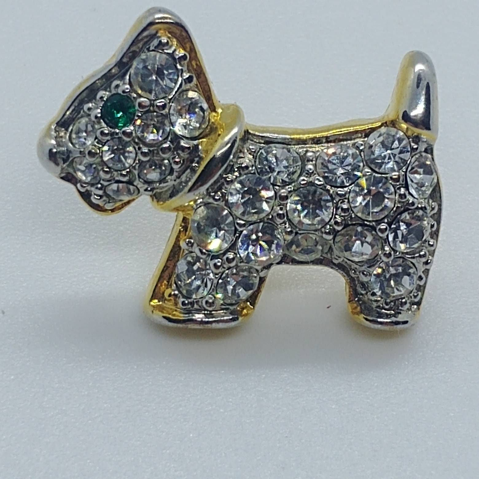 Vintage Strass Scottish Terrier Brosche Goldfarbener Scottie Hund Pin von VintageBijouStore