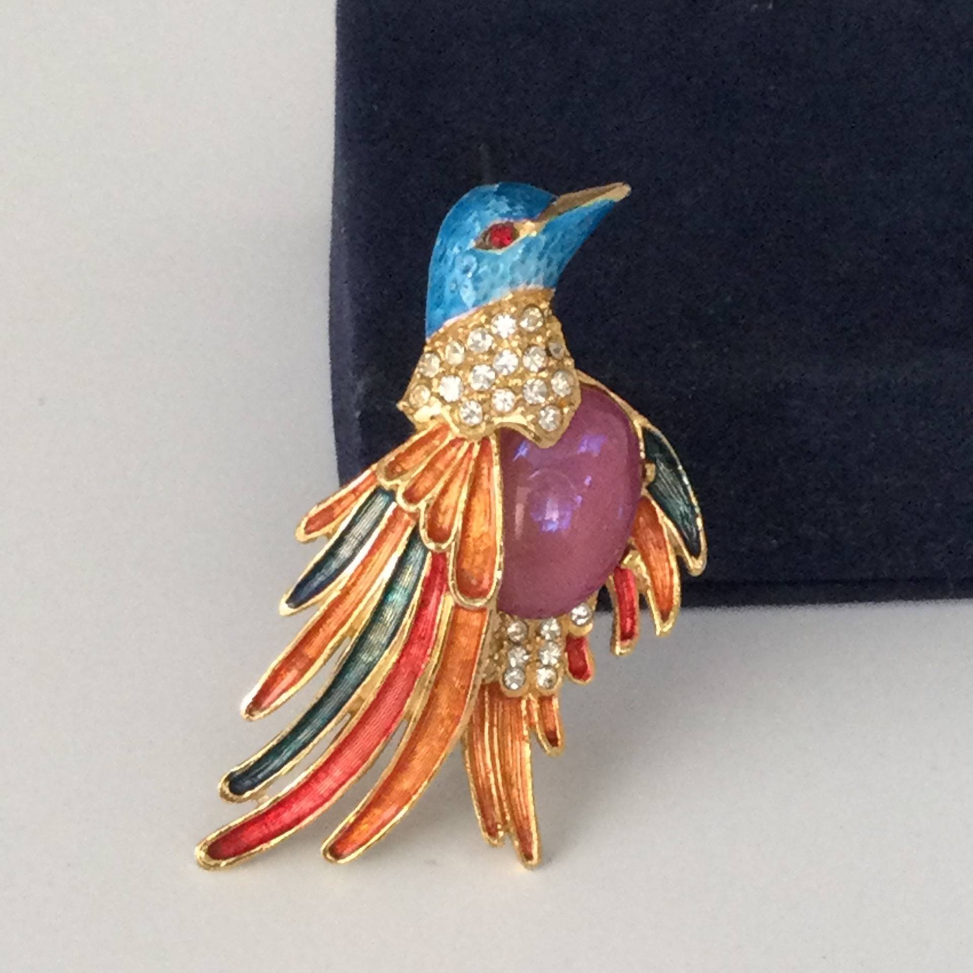 Vintage Vogel/Enten Brosche Mit Farbiger Emaille von VintageBijouStore