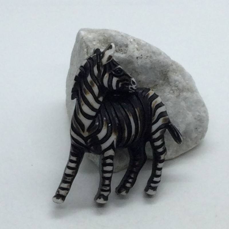 Vintage Zebra/Tier Brosche Plastik von VintageBijouStore