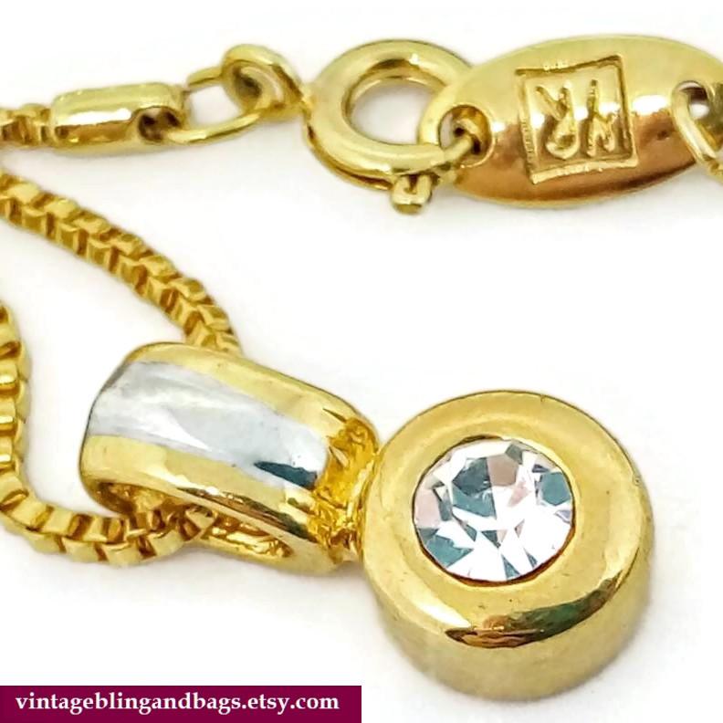 47 cm Yr 1980Er Vintage Strass Anhänger, Zweifarbige Jahre Halskette, Anhänger von VintageBlingAndBags