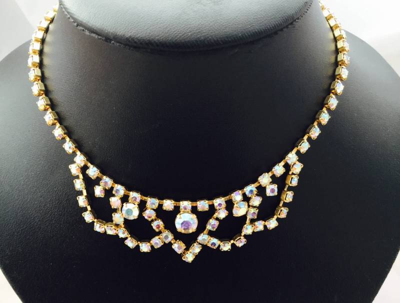 1950 Aurora Borealis Strass Halskette von VintageBoxJewellery