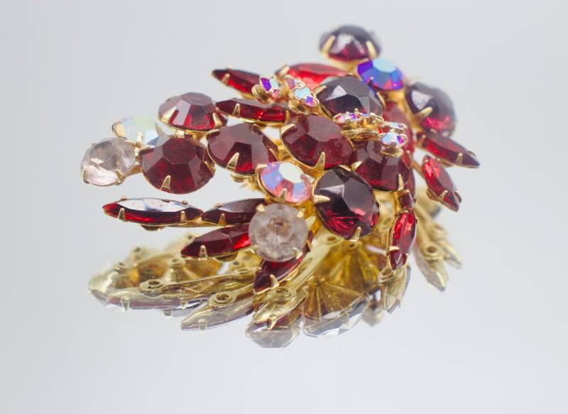 1960Er Jahre Rote Strass Brosche von VintageBoxJewellery