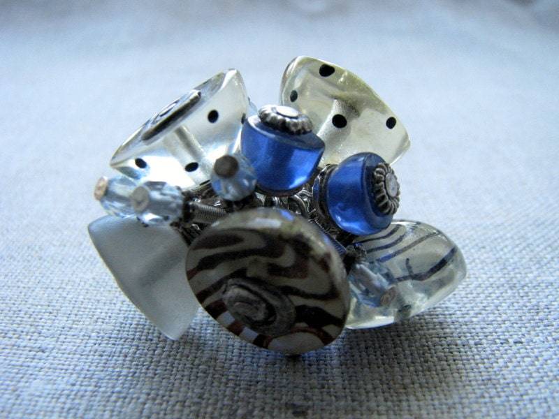 Vintage Bunt Edelstein Ring Verstellbarer Modeschmuck von VintageButikGita