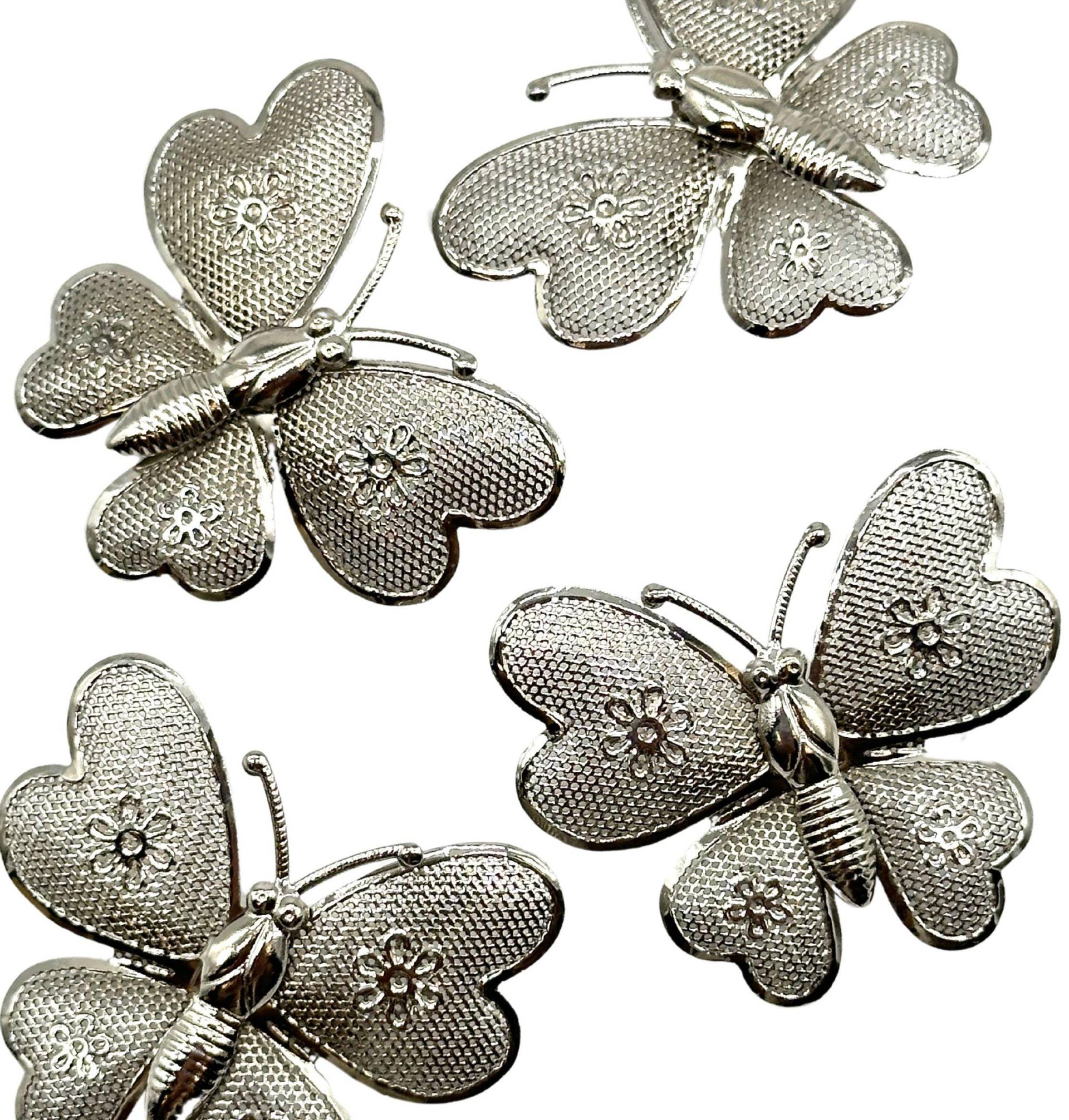 2 Vintage Silber Schmetterling Broschen Nähen & Basteln | 35 Mm von VintageButtonStore