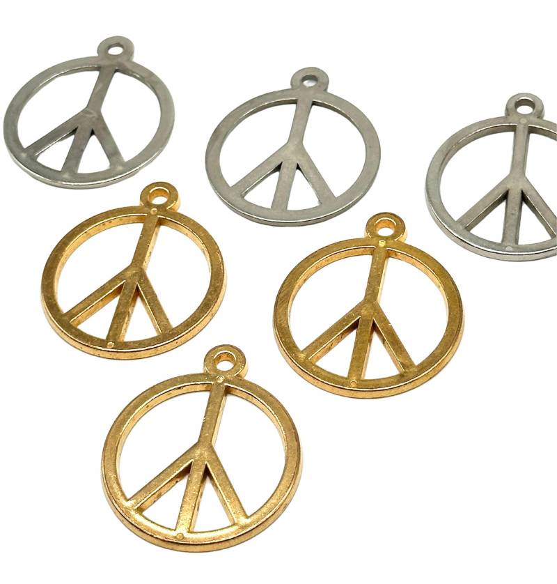 3 Vintage Peace Symbol Reißverschlüsse Gold & Silber Anhänger | 40 Mm von VintageButtonStore