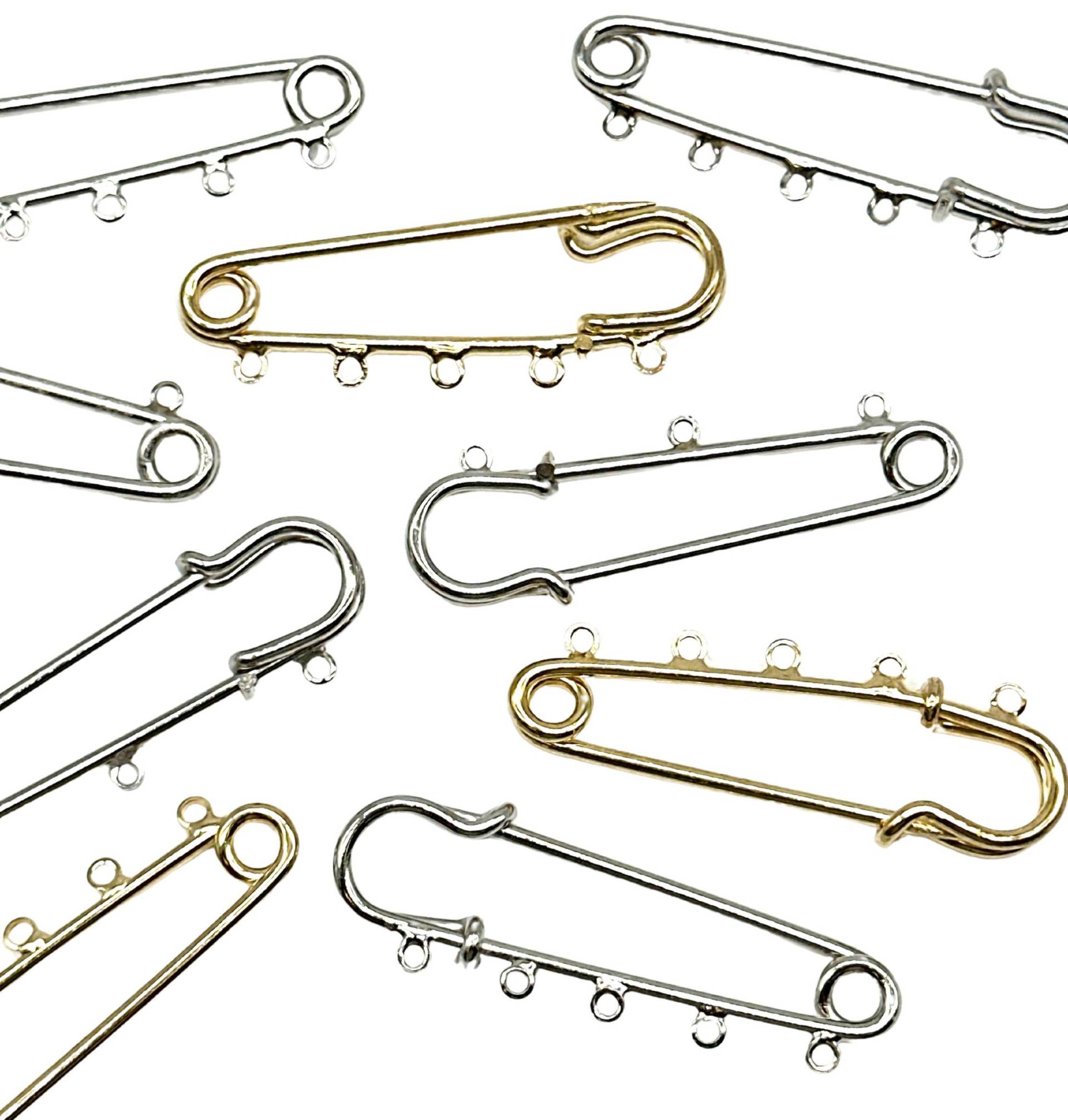 Vintage Kiltnadeln Mit Schlaufen Antikes Gold & Silber, 5 cm | 3 Stück von VintageButtonStore