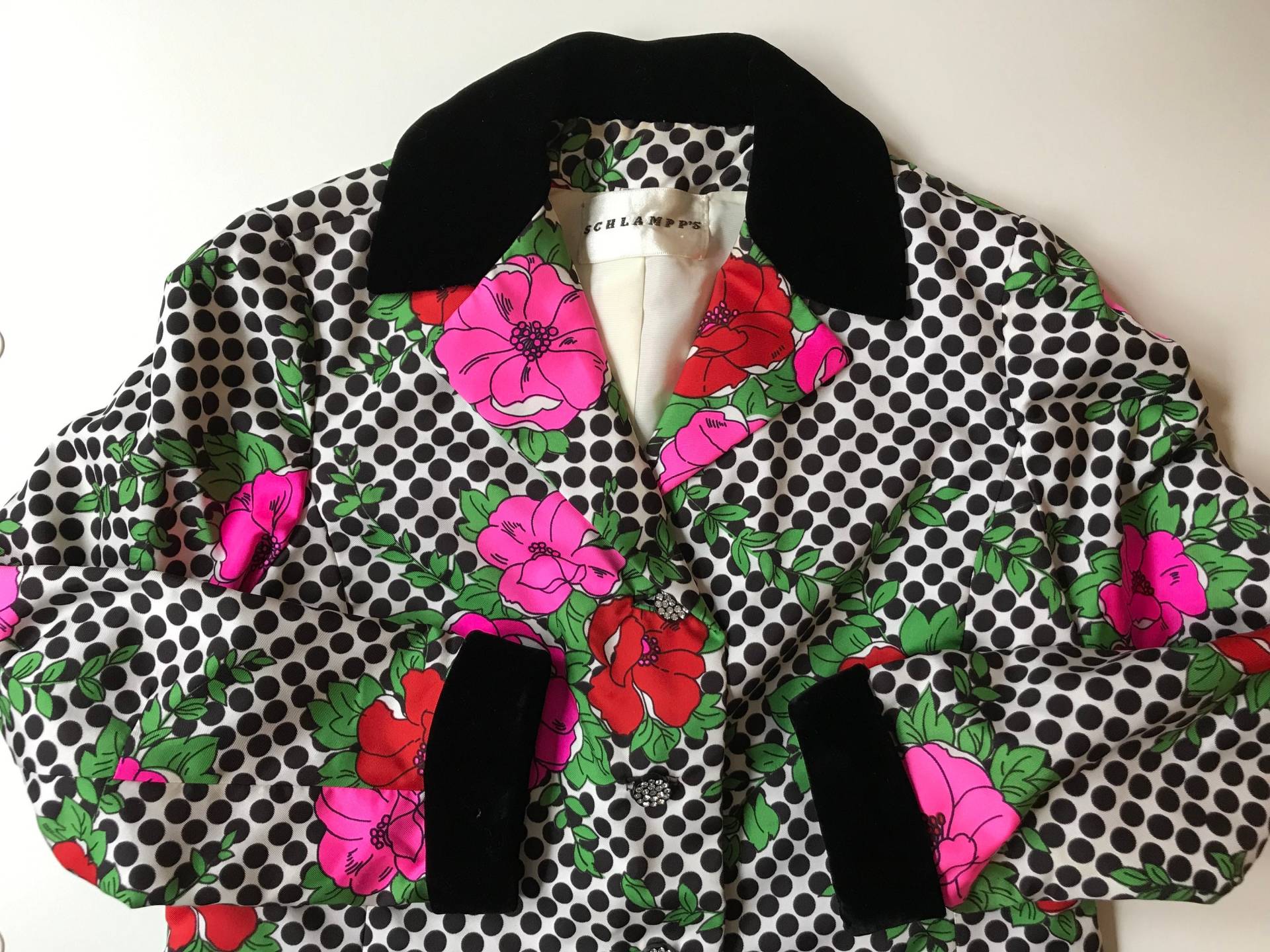 Gingham Karo Cocktailjacke - Wunderschön Schlampp's Punkte Rosen Bezaubernde Cocktail Hochzeit Party Kleidung von VintageByBeth