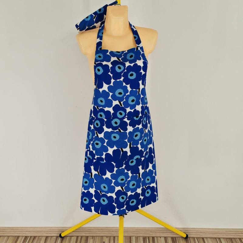 Marimekko Vintage Baumwollschürze Mit Topflappen Marimekko Vintage Baumwollschürze Mit Topflappen von VintageByElen