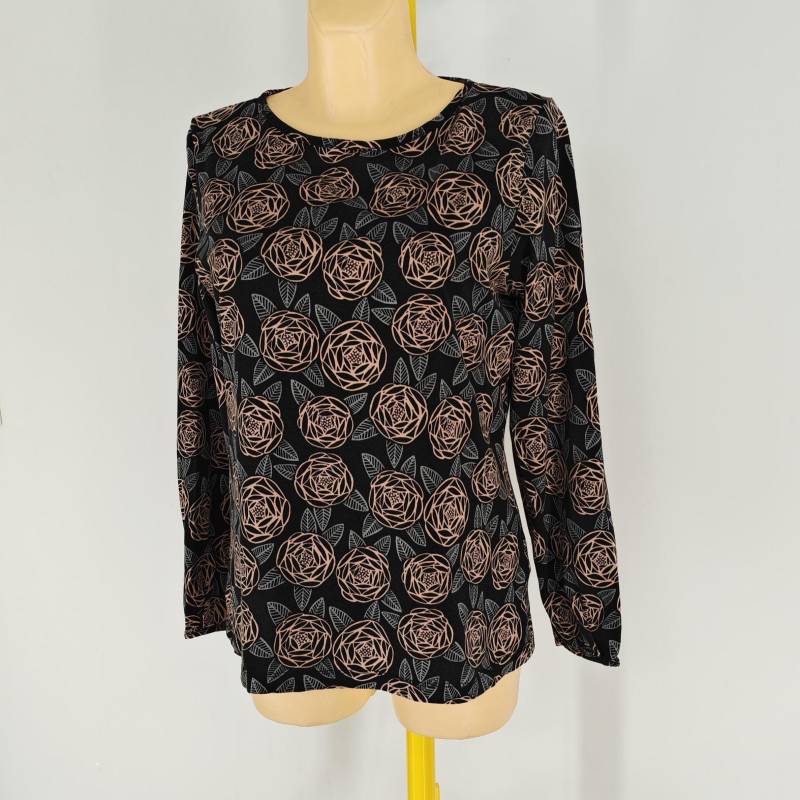 Vintage Marimekko Schwarz Geblümten Langarm Baumwoll Top. Größe L Large Vintage Marimekko Schwarz Geblümten Langarm Baumwoll Top. Größe L Large von VintageByElen