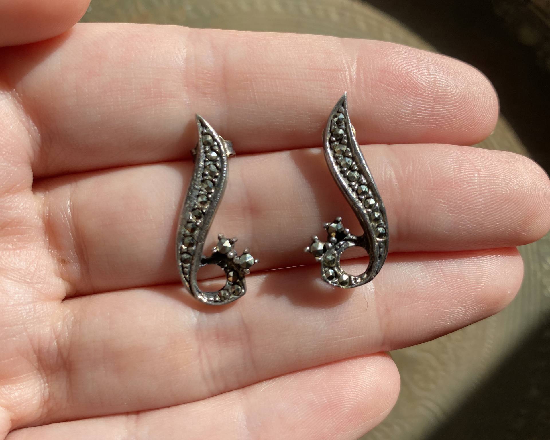 Vintage 925 Sterling Silber Signiert Und Markasit Art Deco Ohrringe Vintage 925 Sterling Silber Signiert Und Markasit Art Deco Ohrringe von VintageByLexCo
