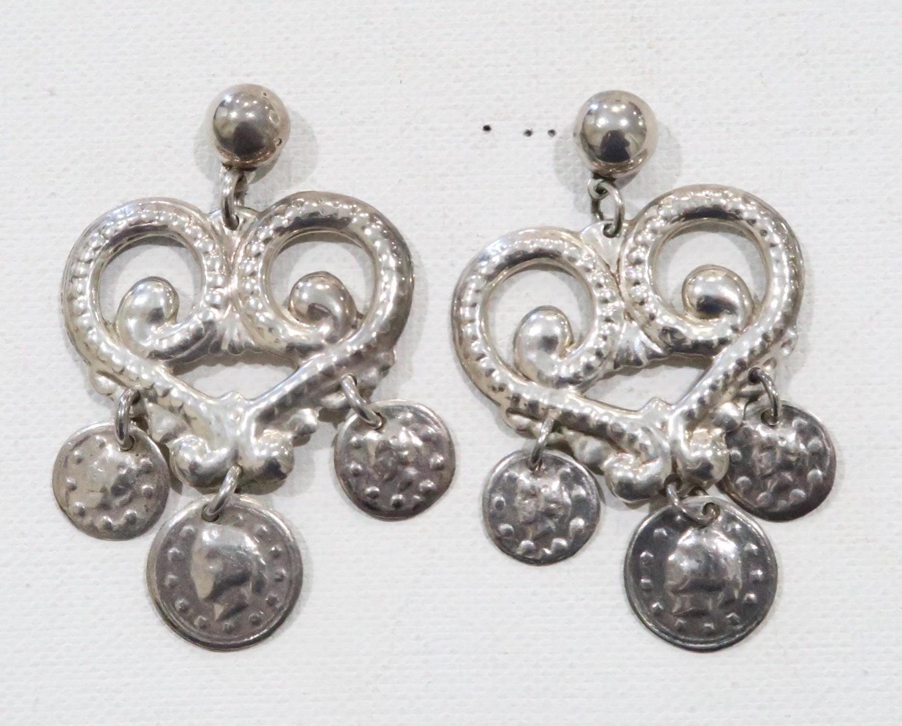 Taxco Mexico Tr-70 925 Große Münz Ohrringe von VintageByTrader