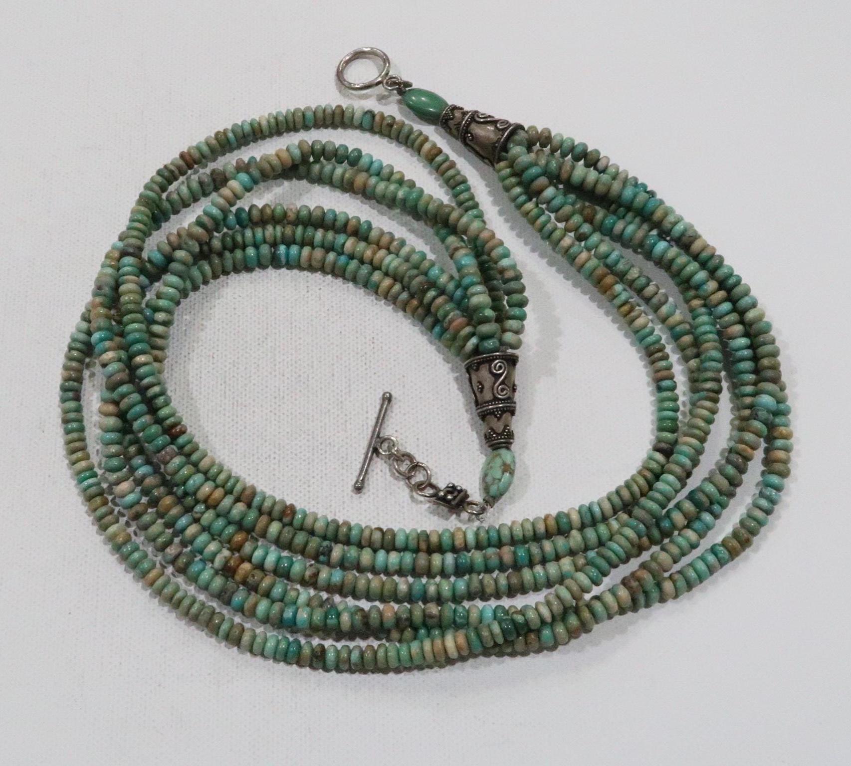 Wunderschöne Vintage 6-Reihige Türkis-Kette Aus Sterlingsilber von VintageByTrader