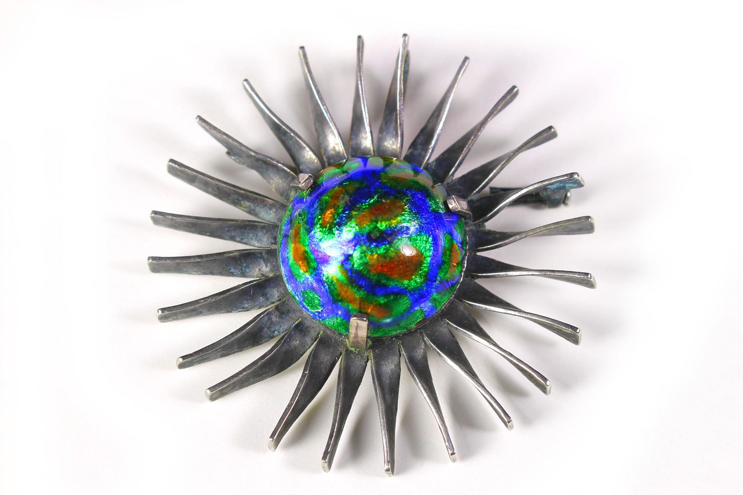 Silber Und Emaille Sonnen Brosche von VintageCarwen