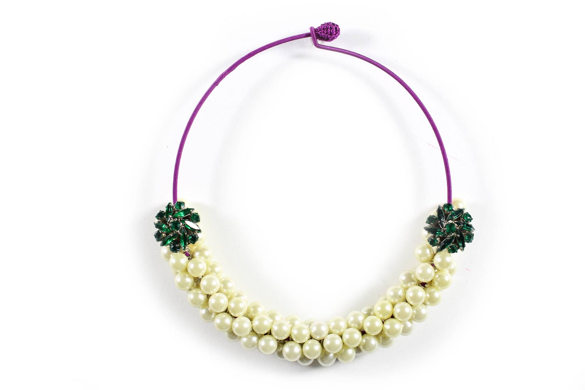 Smaragd Grün Strass Und Perlen Halskette von VintageCarwen