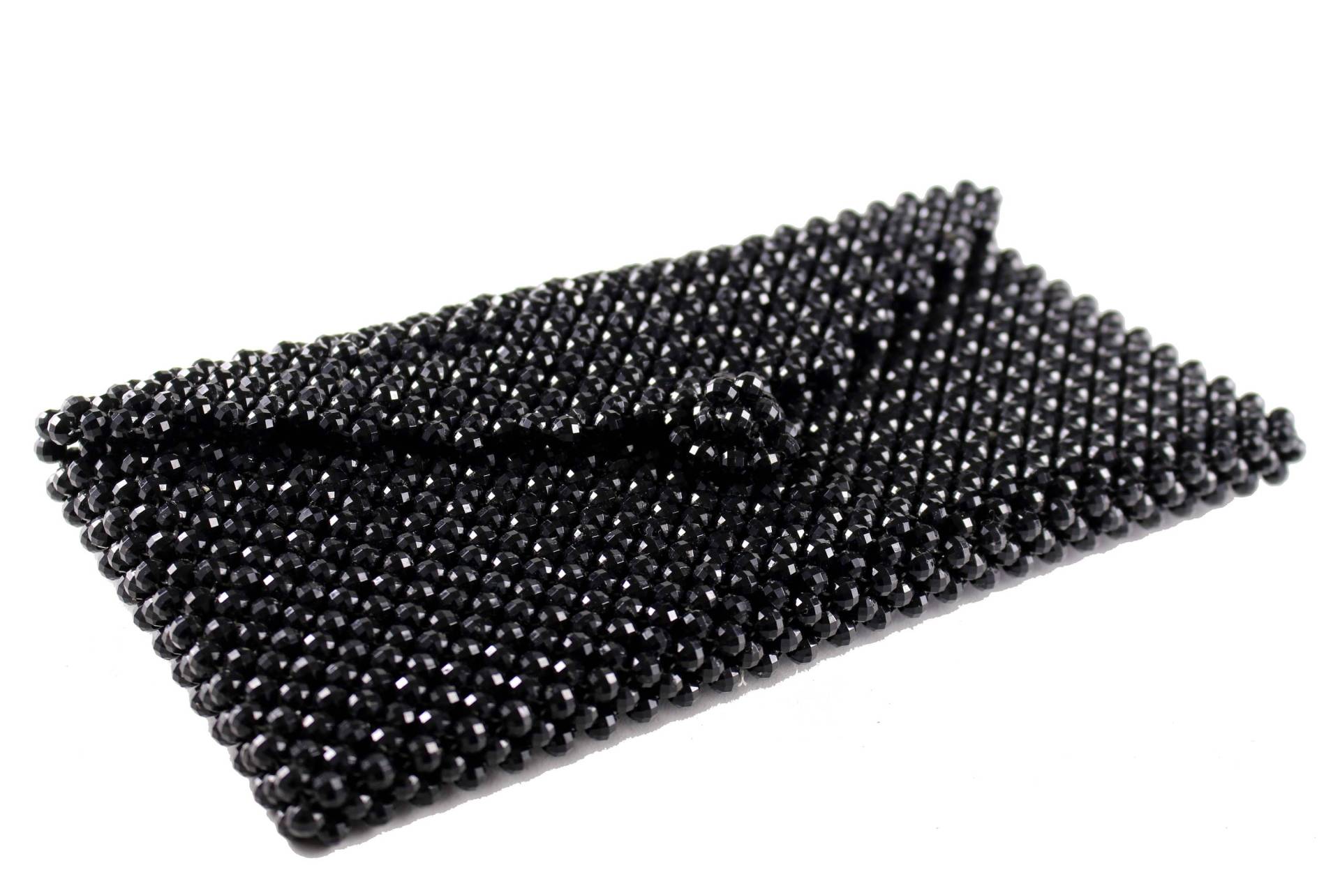 Vintage Kleine Schwarze Facettierte Perlen Handtasche von VintageCarwen