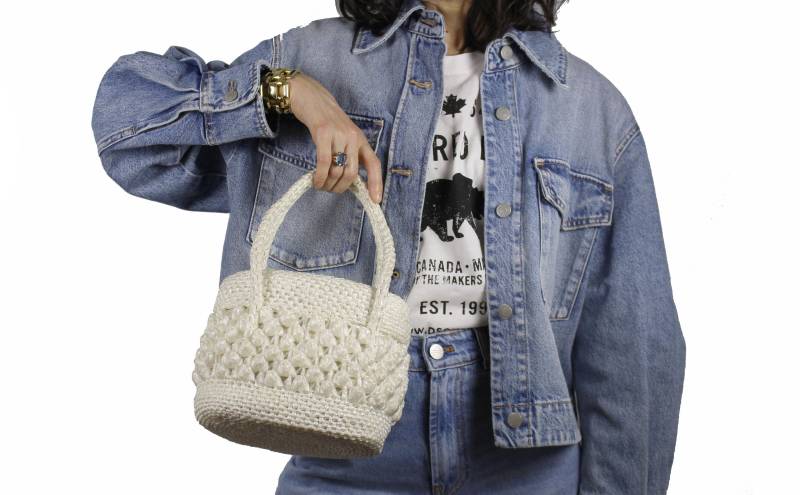 Vintage Weiße Raffia Handtasche von VintageCarwen