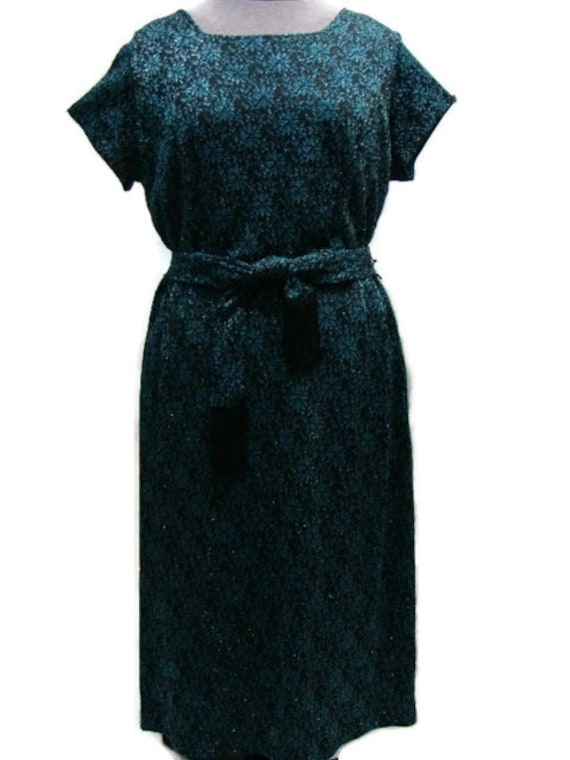 Vintage Navy Blue Dress Flower Pattern Lurex Evening Dresses Retro Floral Vintage Navy Blue Dress Flower Pattern Lurex Evening Dresses Retro Floral von VintageConnoisseur
