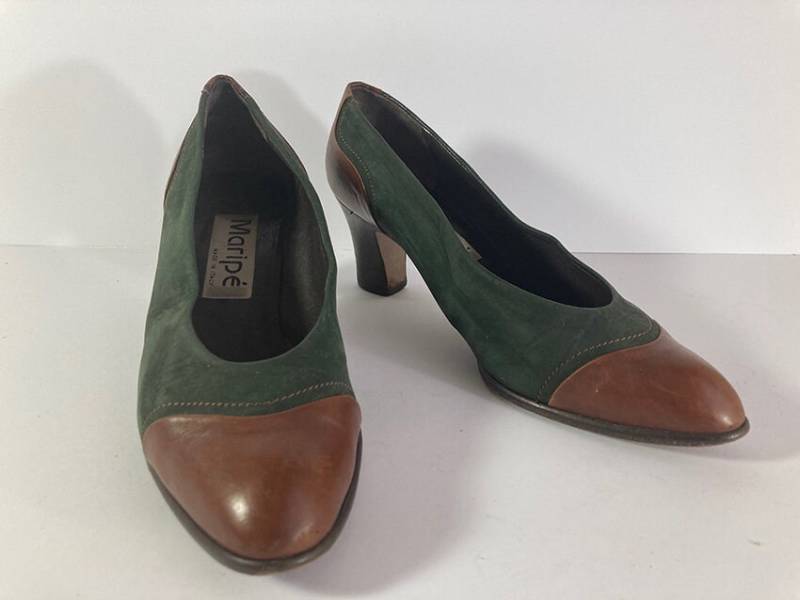 Trotteur Grünbraun _ Von Maripé Pumps Vintage von VintageContainer