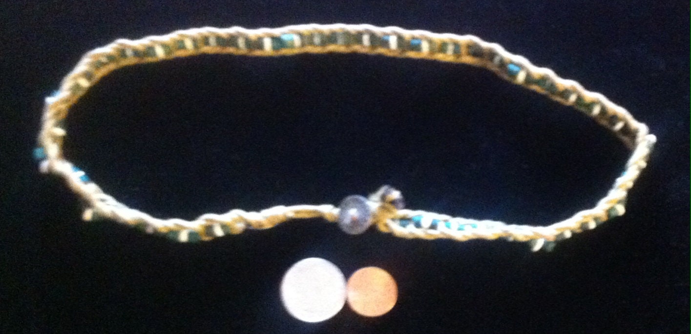 Vintage Halskette, Schmuck Perlen Seil, Calypso Studios, 20" Lang, Grün Und Weiß Zubehör, Hals-Schmuck von VintageCopperAndMore