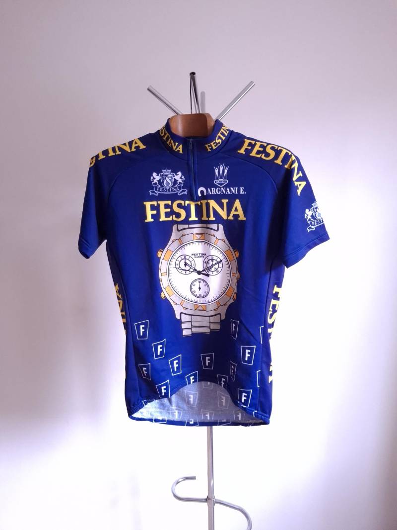 1992 Festina Professionelles Radtrikot in Blau, Größe Xl von VintageCycling