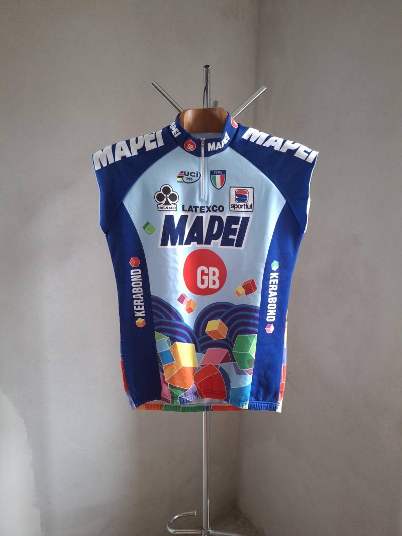1996 Mapei-Gb Pro Radsport Italien Ärmelloses Wintertrikot, Größe S von VintageCycling