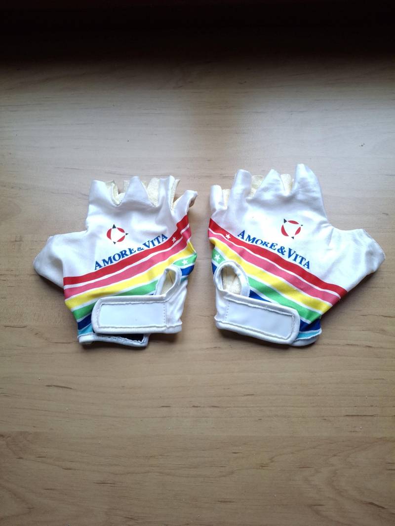 Vintage Amore & Vita Fahrradhandschuhe, 90S Fingerlose Lederhandschuhe, Größe M von VintageCycling