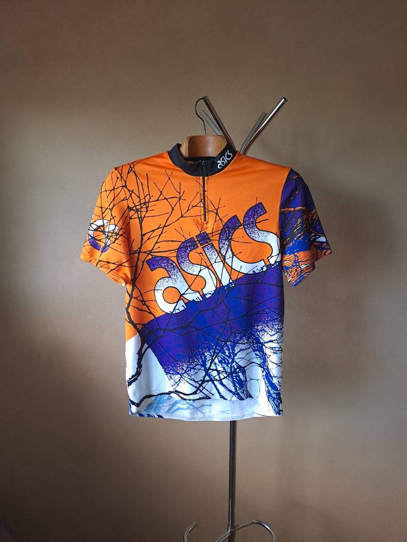 Vintage Asics Radtrikot, Orange Lila, Größe L von VintageCycling