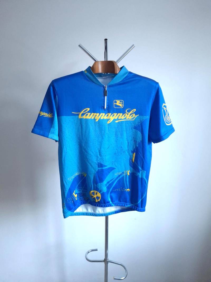 Vintage 90Er Jahre Blaues Italien Campagnolo Radtrikot Kurzarm, Größe 3xl von VintageCycling