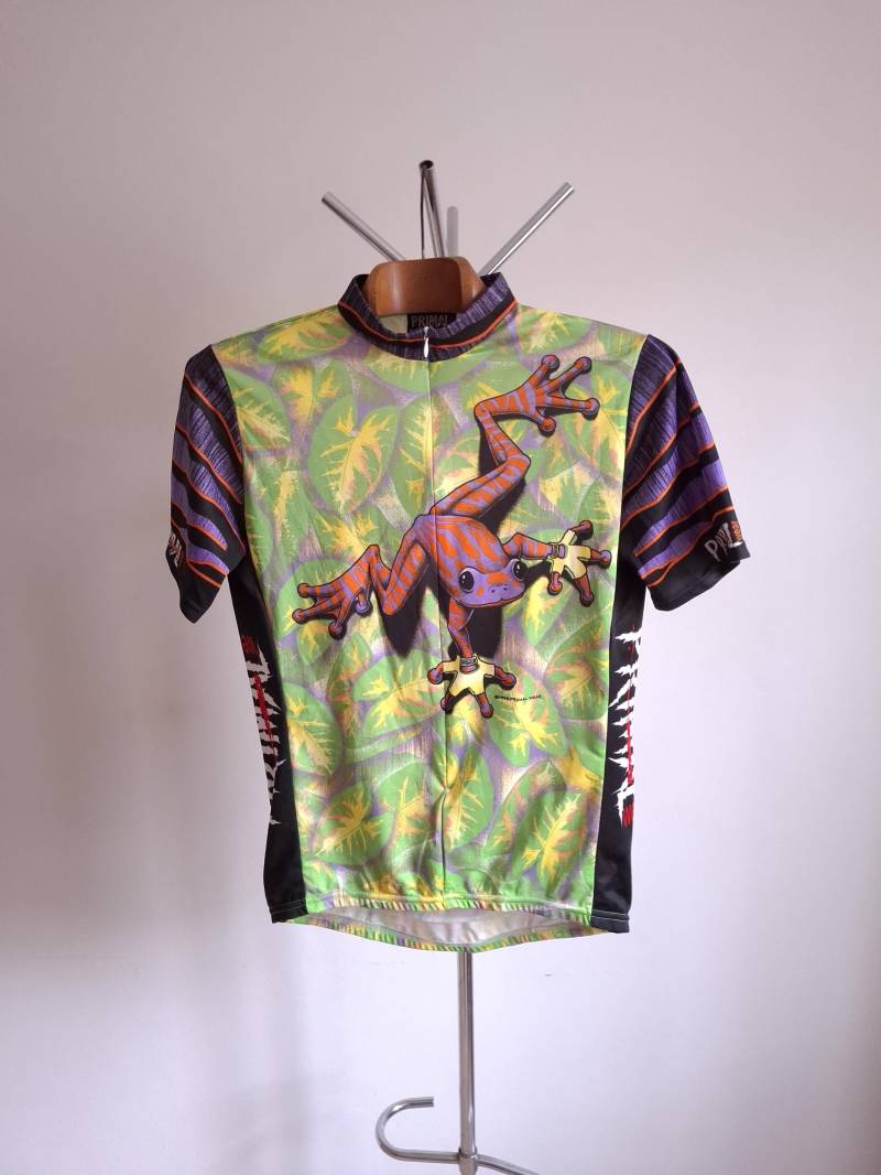 Vintage 90Er Jahre Primal Radtrikot, Grün Lila Frosch Print, Xl von VintageCycling